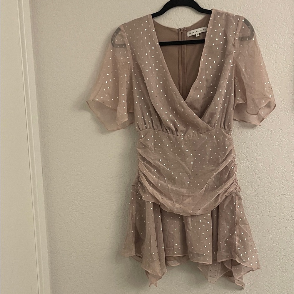 Vici Taupe Asymmetrical Star Dress